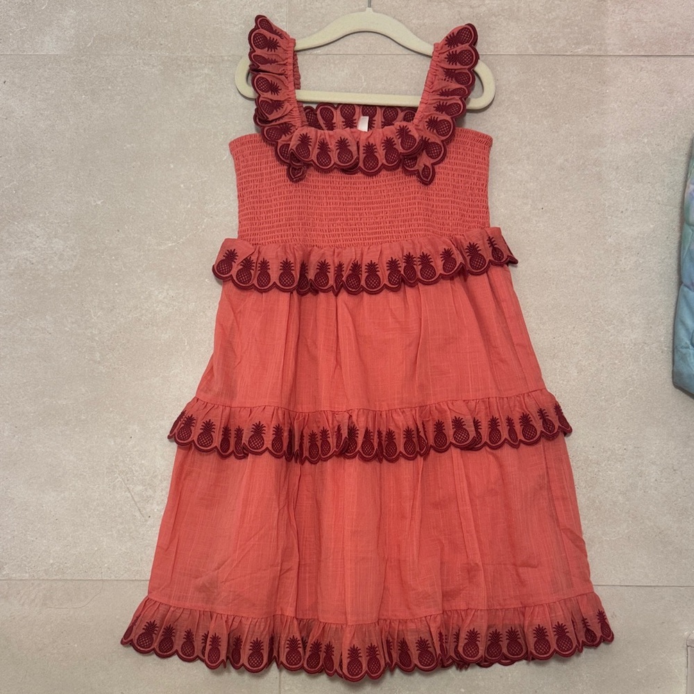 Zimmermann Coral and Burgundy Pineapple Kids Dress